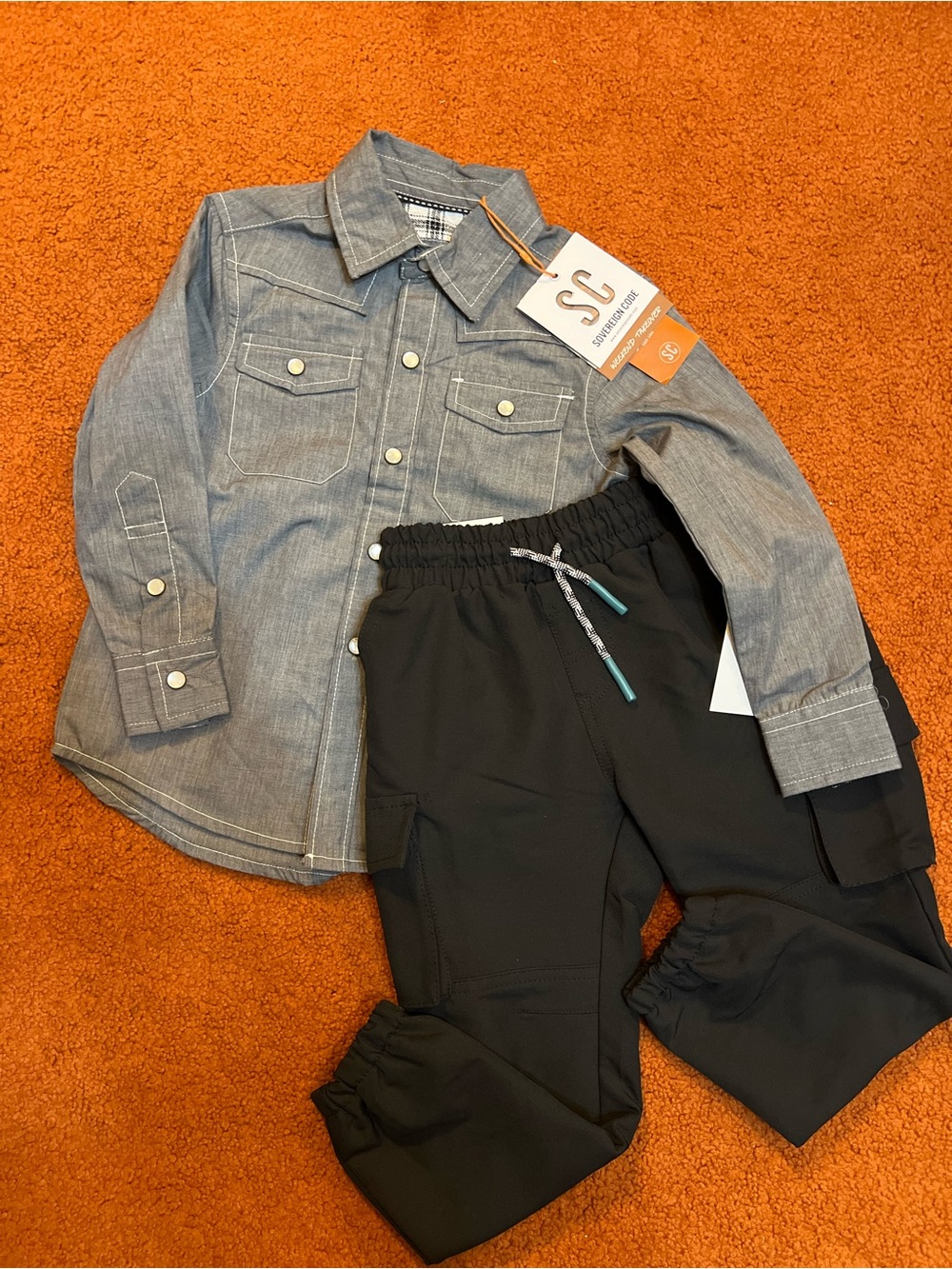 Sovereign Code Grey Chambray Jacket & Black Jogger Set